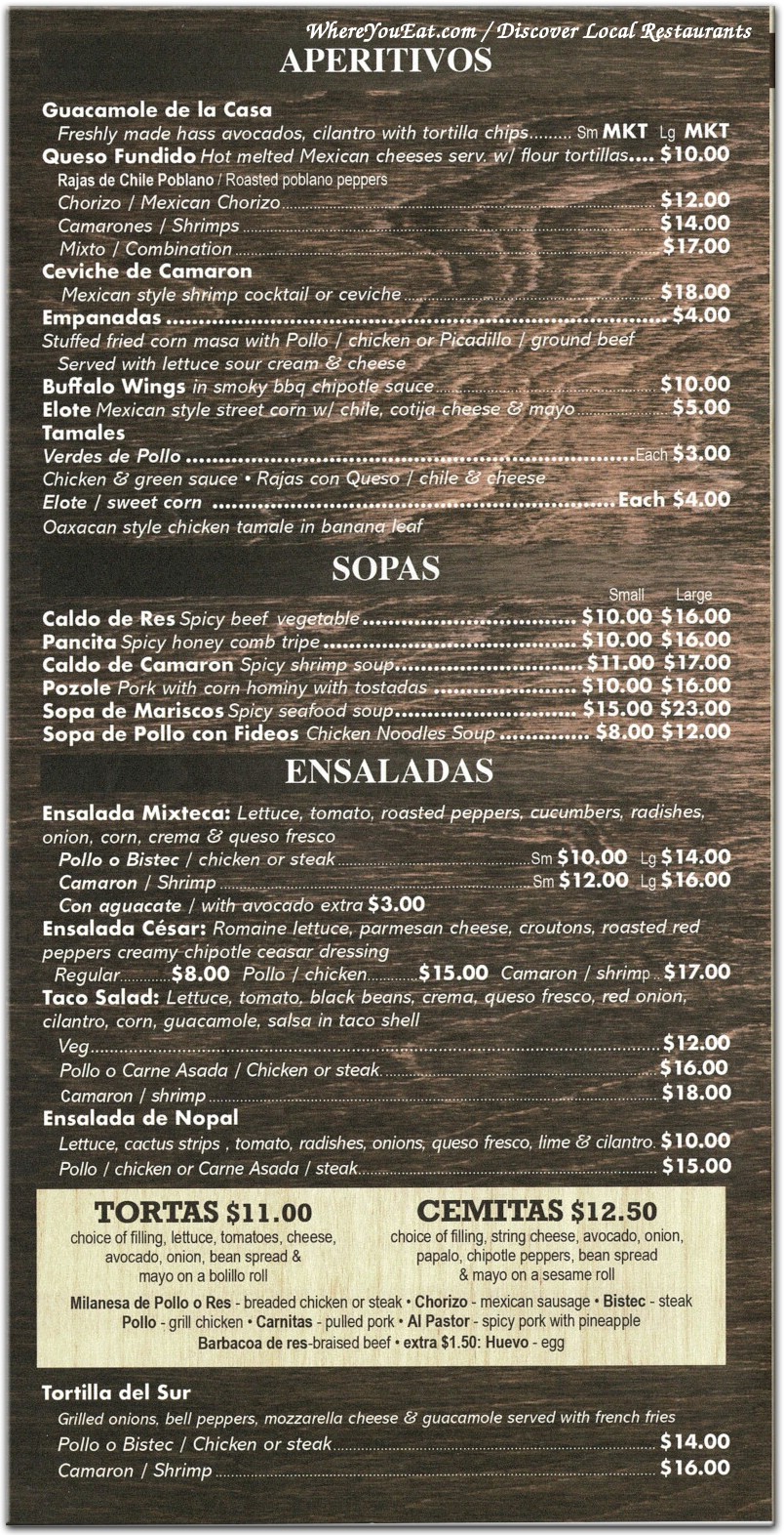 menu